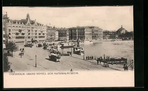 AK Stockholm, Grand Hotell och Nationalmuseum, Strassenbahn