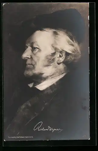 AK Richard Wagner, Seitenportrait mit Hut