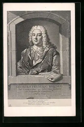 AK Georg Friedrich Händel mit Notenblatt