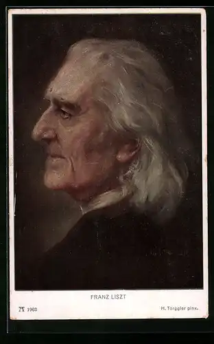 AK Franz Liszt, Seitenportrait mit weissen Haaren