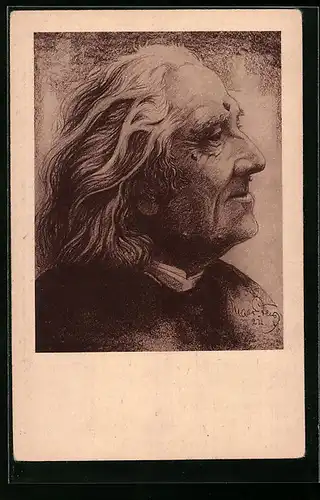 AK Franz Liszt, Seitenportrait mit heiterem Blick