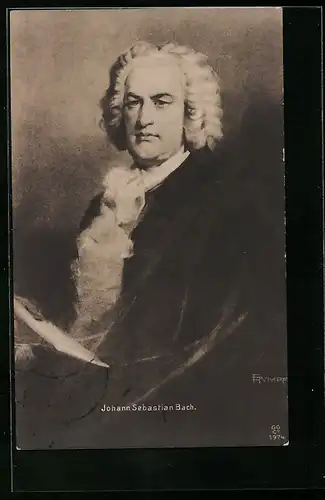 AK Portrait Johann Sebastian Bach mit Perücke