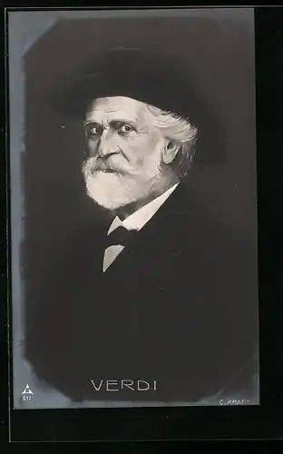 AK Portrait Giuseppe Verdi mit Hut