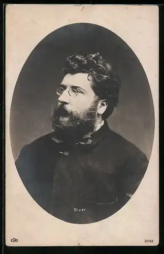 AK Bizet mit Zwicker im Portrait