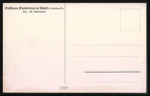 Künstler-AK Mosel i. Sa., Gasthaus Gambrinus