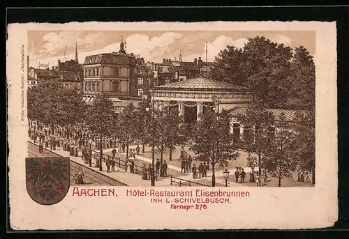 Lithographie Aachen, Hotel-Restaurant Elisenbrunnen