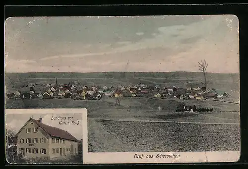 AK Scherstetten, Ortsansicht mit Handlung Martin Fauss
