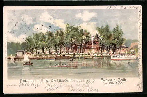 AK Treptow b. Berlin, Gasthaus Altes Eierhäuschen am Ufer