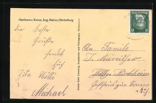 AK Höchstberg, Kriegerdenkmal, Hauptstrasse, Kirche