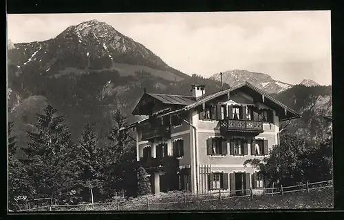 AK Schönau, Hotel-Pension Warteck mit Bergpanorama