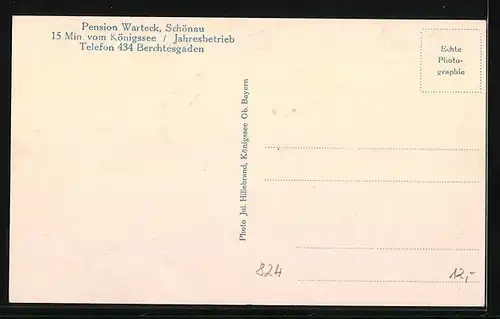AK Schönau, Hotel-Pension Warteck mit Bergpanorama