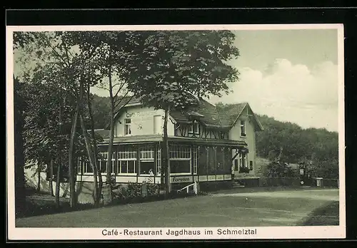 AK Bad Honnef /Rh., Cafe-Restaurant-Pension Jagdhaus im Schmelztal, mit Strasse