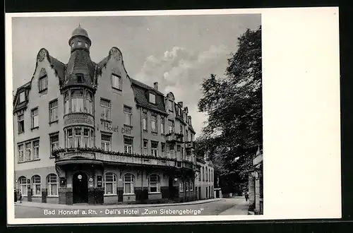 AK Bad Honnef /Rh., Dells Hotel Zum Siebengebirge, Gebäudeansicht mit Strasse