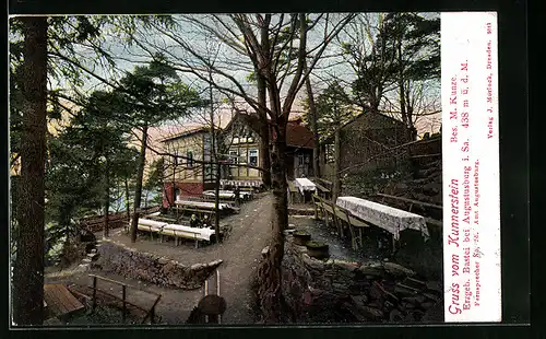 AK Augustusburg, Gasthaus Kunnerstein, Terrasse