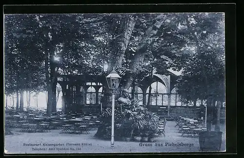 AK Berlin-Pichelsberg, Restaurant Kaisergarten, Terrasse