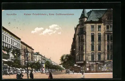 AK Berlin-Neukölln, Kaiser Friedrichstrasse Ecke Cottbuserdamm