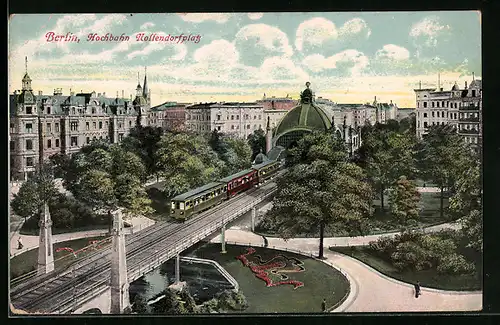 AK Berlin-Schöneberg, Hochbahn Nollendorfplatz aus der Vogelschau