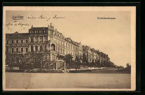 AK Aachen, Crefelderstrasse mit Restaurant