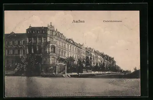 AK Aachen, Crefelderstrasse mit Restaurant