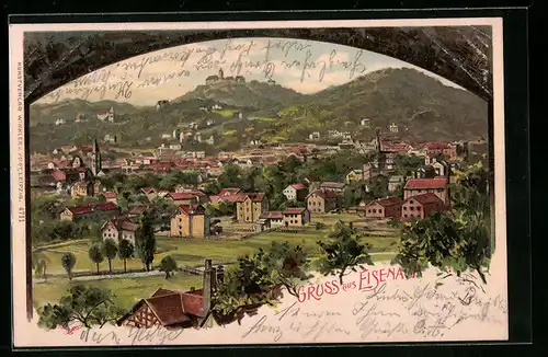 Lithographie Eisenach, Teilansicht