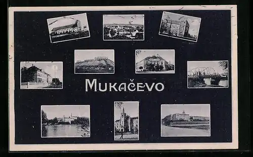 AK Mukacevo, Ortspartie, Gebäudeansicht, Brücke