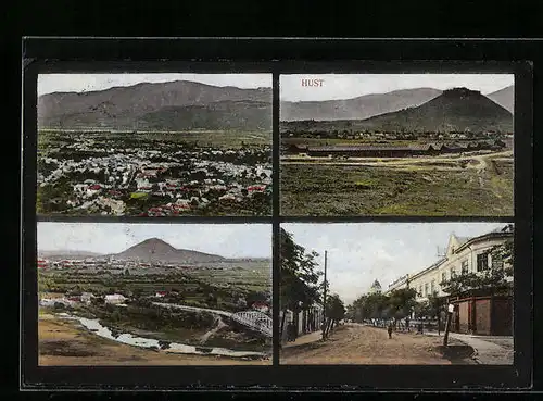 AK Hust, Teilansicht, Ortspartie, Strassenpartie