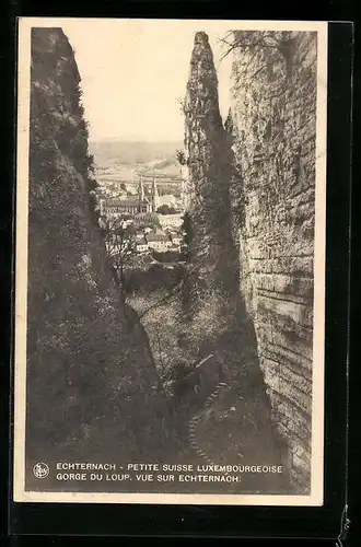 AK Echternach, Gorge du Loup, Vue sur Echternach