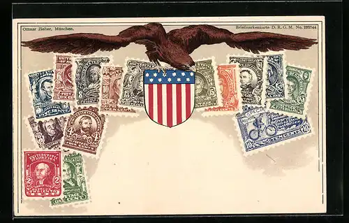 AK Briefmarken der Vereinigten Staaten von Amerika