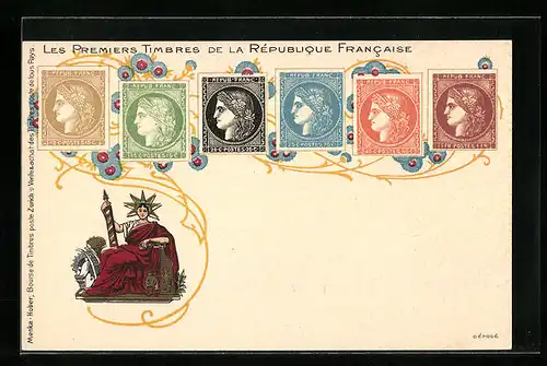 Lithographie République Francaise, Les Premiers Timbres de la République Francaise, Briefmarken