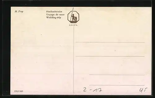 Künstler-AK Postkutsche in idyllischer Landschaft