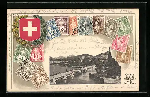 AK Genève, Pont du Mont Blanc et le Mont Blanc