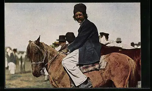 AK Sinti und Roma / Zigeuner auf seinem Pferd sitzend