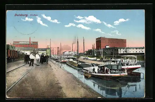 AK Düsseldorf, Hafen mit Gebäuden