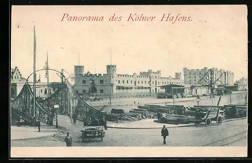 AK Köln, Panorama des Hafens