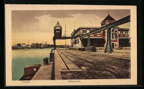 AK Crefeld, Hafenpartie mit Löschanlagen