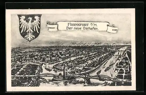 AK Frankfurt a. M., Der neue Osthafen, Wappen