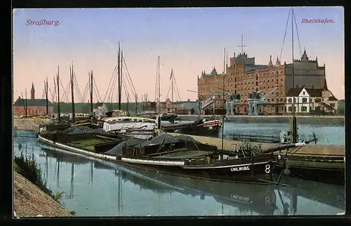 AK Strassburg, Partie im Rheinhafen