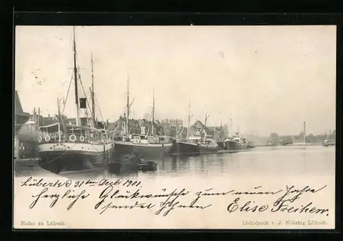 AK Lübeck, Segelschiffe im Hafen