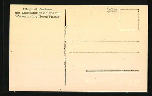 AK Düsseldorf, Hafen vom Flugzeug aus, mit Weizenmühle Georg Plange