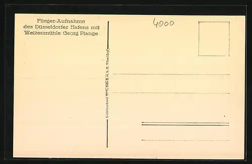 AK Düsseldorf, Hafen mit Weizenmühle Georg Plange, Fliegeraufnahme