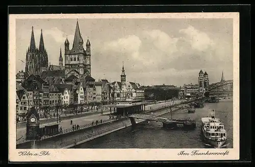 AK Köln /Rh., Am Frankenwerft, mit Stadtpanorama