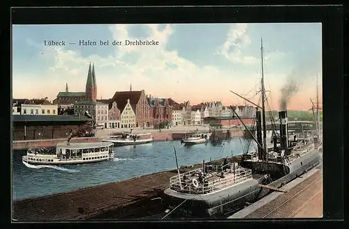 AK Lübeck, Hafen bei der Drehbrücke