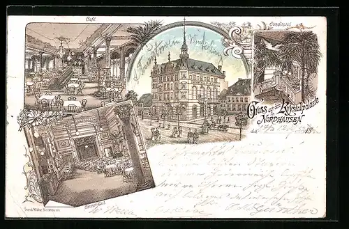 Lithographie Nordhausen, Café Krystallpalast mit Saal