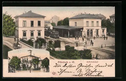 AK Offenbach a. M., Lokalbahnhof mit Pferdekutsche