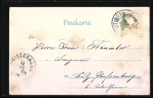 AK Grossaitingen, Gasthaus v. J. Wagner und Postgebäude