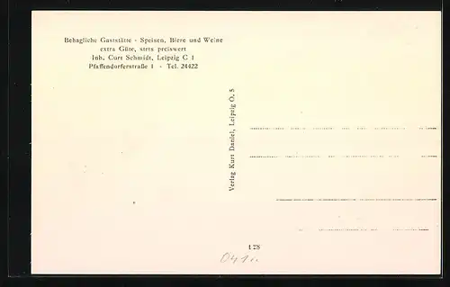 AK Leipzig, Gasthaus Alte Burg von Curt Schmidt 1867-1935, Pfaffendorferstrasse 1