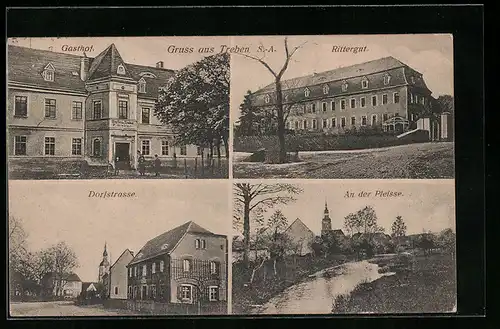 AK Treben /S.-A., Gasthof, Rittergut, An der Pleisse