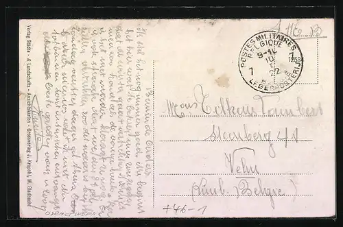 AK Moers, Steinstrasse mit Cafe und Strassenbahn