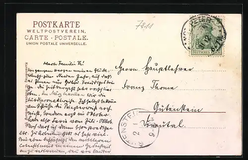 AK St. Peter, Gesamtansicht, Bertoldsbrunnen, Unterer Zwei-Fall