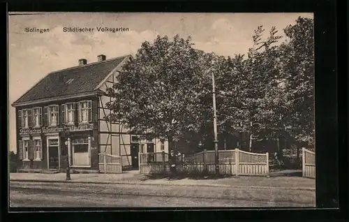 AK Solingen, Restaurant Städtischer Volksgarten, Strassenansicht